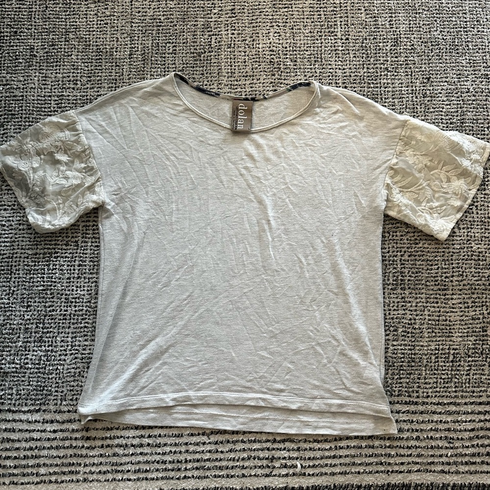 Dolan off-white blouse with embroidered sleeves